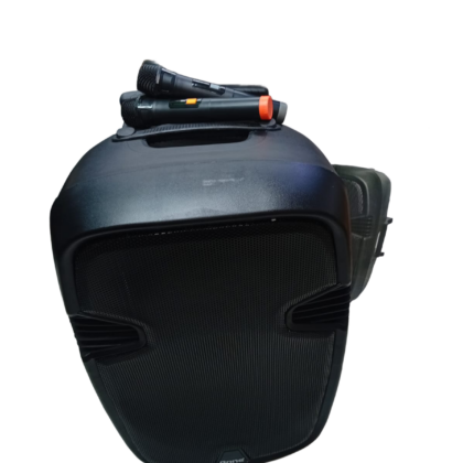 Aone Rechargeable Portable Trolley PA Speaker System with Dual Wireless Microphones.